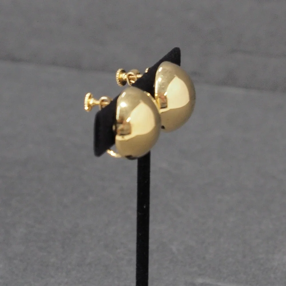 Napier Signed Screw Back Earrings Gold Tone Round Dome Button Vintage Designer